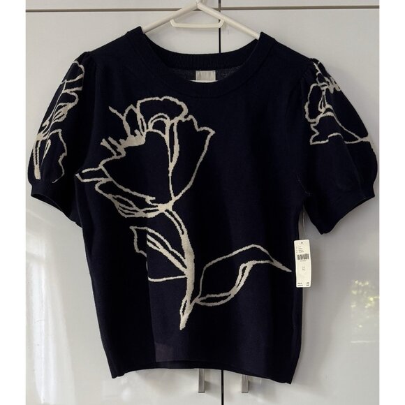 NWT Size XS - Anthropologie Maeve Maxine Puff-Sleeve Sweater Tee - Picture 6 of 15